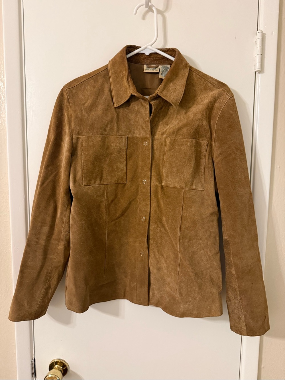 Vintage St. John's Bay Camel Brown Washable Suede Snap-Front Jacket